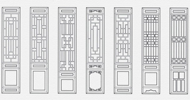 城东常用中式仿古花窗图案隔断设计图